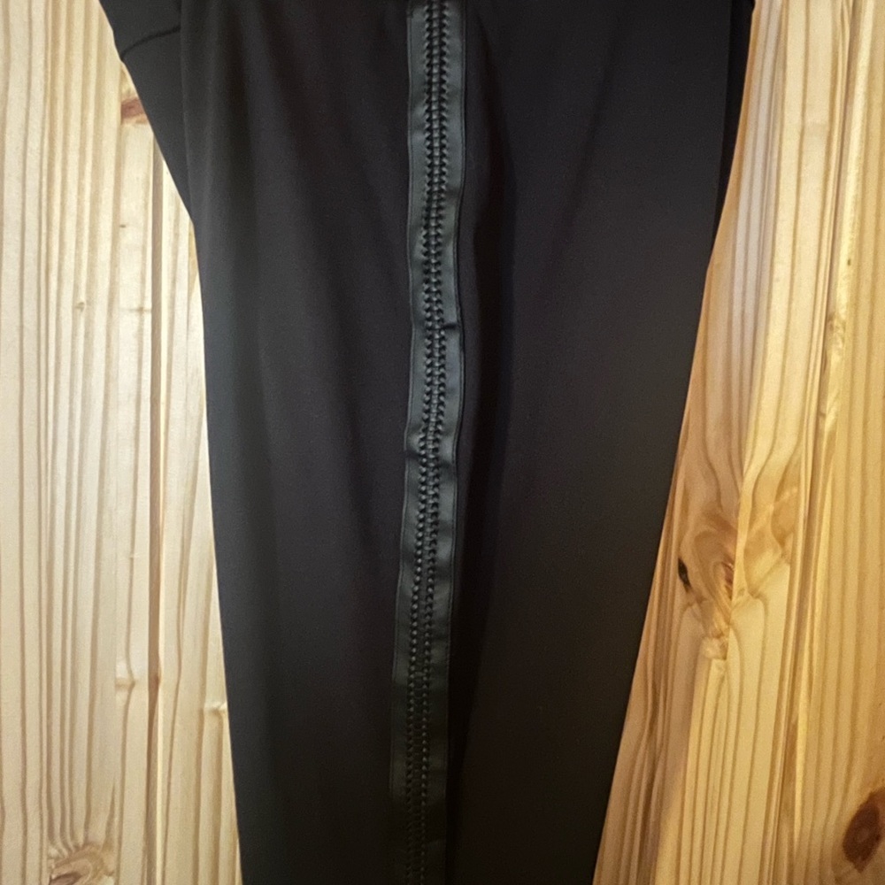Cato Black Leggings with Faux Leather Trim